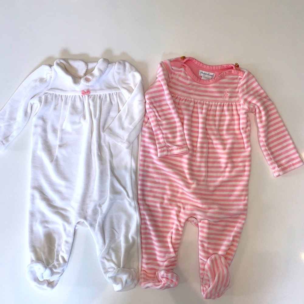 Ralph Lauren Velour Footies, size 6 months